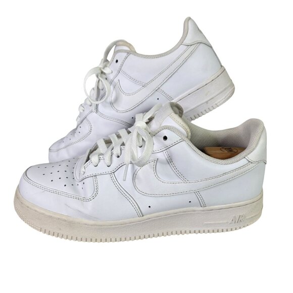 Mens Nike Air Force 1 07 White Leather Sneakers Shoes CW2288-111 Size 11 - Picture 1 of 8